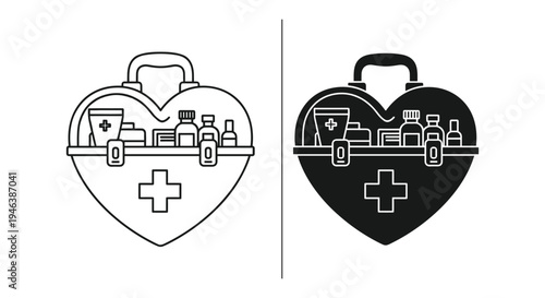 First aid kit in the shape of a heart