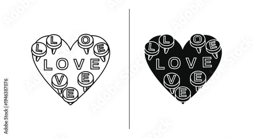 Heart with love word pattern