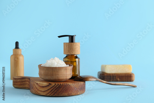 Wooden board with bowl of n...
