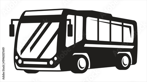 Modern city bus silhouette isolated on white background drawing
