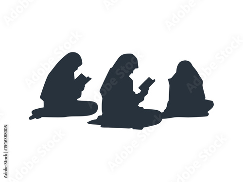 vector silhouette of a person reading the Quran
