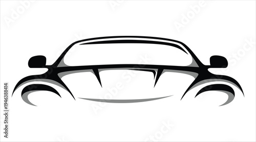 Stylized car front silhouette on transparent grid background