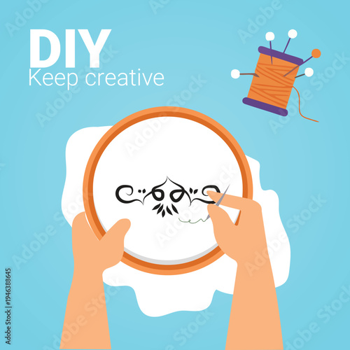 DIY craft, embroidery, creative hobby, hand stitching, needlework