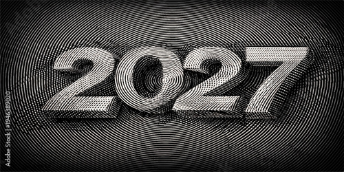 Stone 2027 Numbers on Dark Textured Background