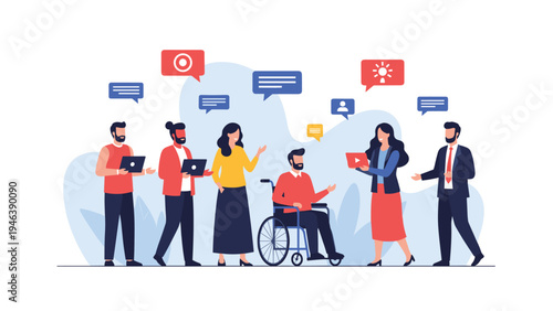 Inclusive group of diverse coworkers engage in a productive business meeting to discuss company projects and innovative strategies in the office.