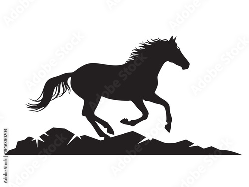 Running Horse Silhouette Vector