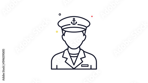 Professional naval captain icon showing a male officer in a white uniform and peaked cap with a navy anchor emblem.