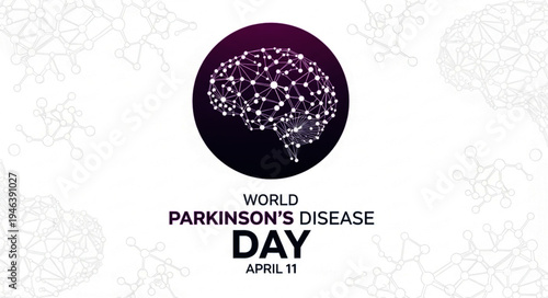 Parkinson Awareness Concept with Brain Neural Network Symbol for World Parkinson Day Campaign
