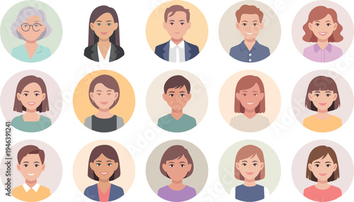 Smiling multiethnic diverse people avatar set collection of different men and women characters isolated flat vector illustration