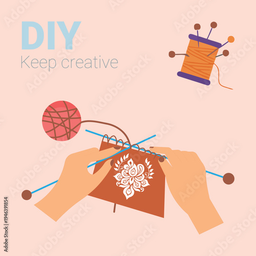 DIY knitting, creative hands, crafting, hobby, knitting needles