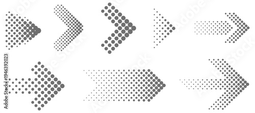 Dotted arrow and halftone direction arrows collection vector