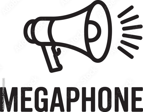Hand drawn vintage megaphone icon isolated for communication and announcement designs