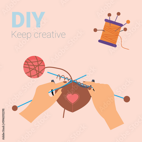 Vector illustration of hands crafting, DIY creative activity