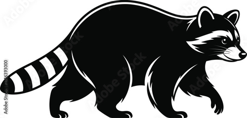 raccoon, silhouette, vector, mammal, wildlife, animal, nature, forest, nocturnal, mascot, procyon, bandit, wildlife, creature, zoo