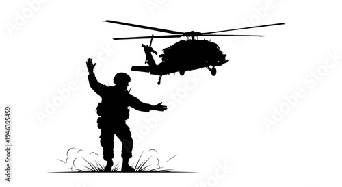 Military Paratrooper Silhouette Performing Tactical Landing Roll