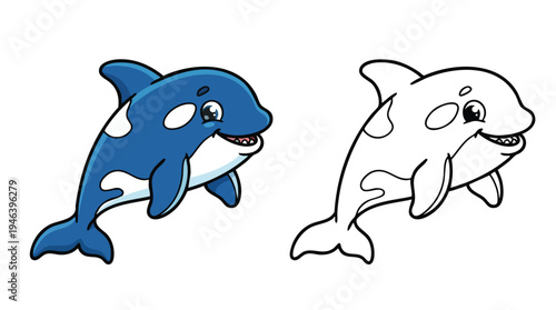 Coloring Page Activity Cute Killer Whale Drawing Sheet