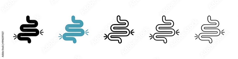 Obraz premium Digestive Health Vector Icon Set. Gut Wellness vector symbol for UI design. Thin line customizable illustration. Contour symbol. Vector isolated outline drawing. Editable stroke