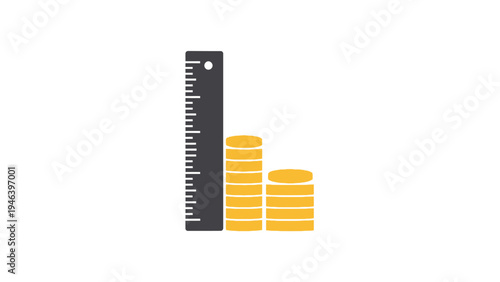 Ruler next to stacked coins.