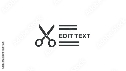 Scissors icon edit text symbol.