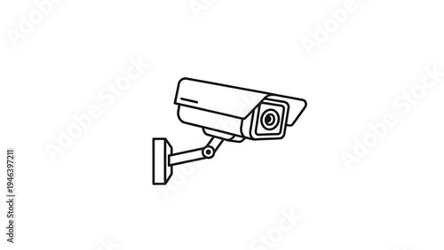 Security camera on a wall mount.