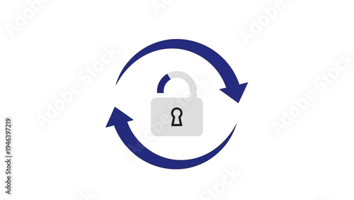 Security lock with circular arrows.