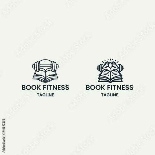 Set book fitness logo template vector illustration design