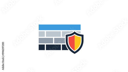 Shield on a brick wall security.