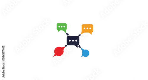 Colorful speech bubbles in network.