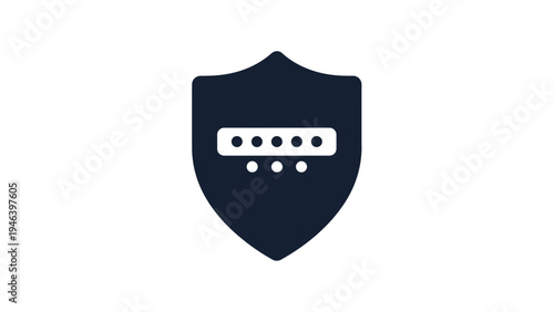 Shield with password protection symbol.