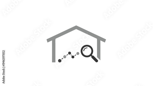 House with magnifying glass icon search.