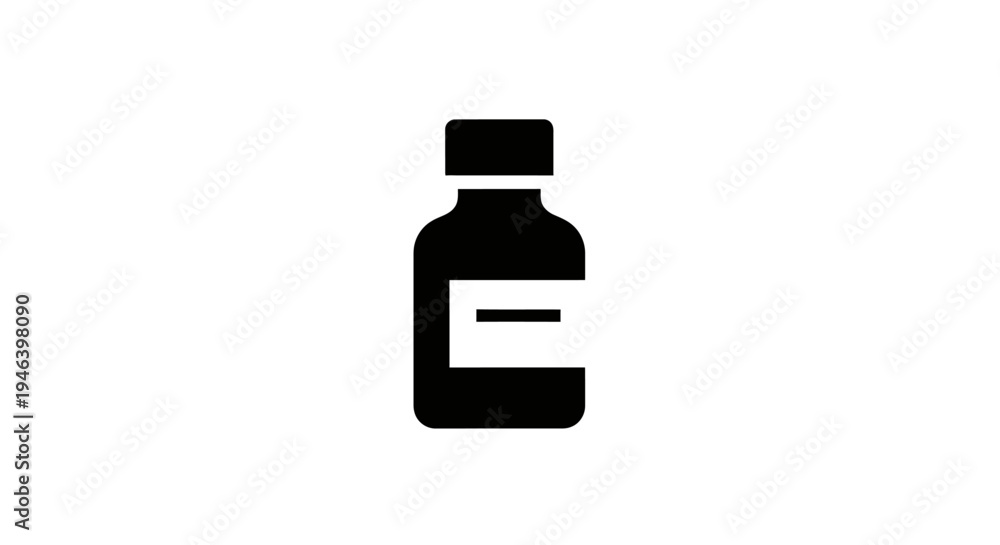 Obraz premium Black bottle icon with label.