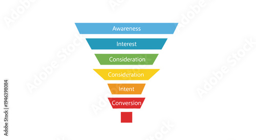 Colorful Funnel Chart Illustration Design.