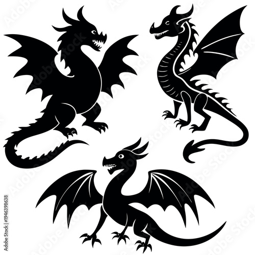  4 set of deference type of realistic dragon 