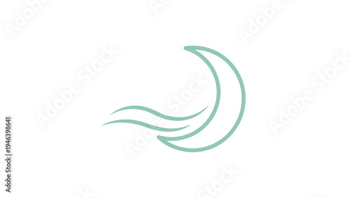 Minimalist green crescent moon symbol.