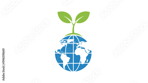 Fotografia Sprouting Globe Representing Global Environmental Conservation.