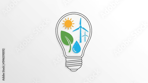 Sustainable Energy Light Bulb Concept Illustration.