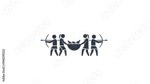 Three people carrying a canoe together.
