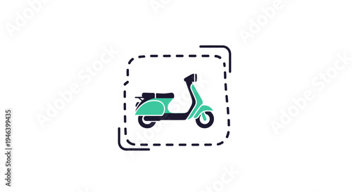 Green scooter vehicle transportation motorbike.