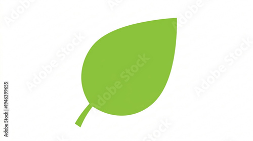 Green leaf icon on white background in minimalist design  