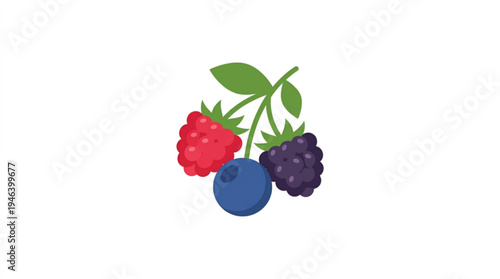 Cluster of mixed berries including raspberries, blueberries, and blackberries  