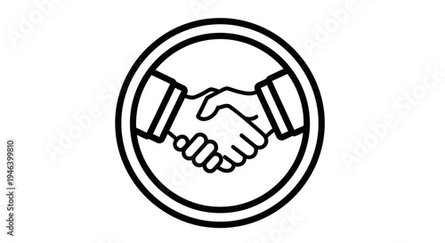 Handshake in circle agreement partnership.