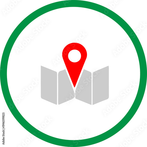 Minimal Map Location Pin Vector Icon – Flat Navigation Marker and Folded Map Illustration for GPS, Travel and Direction Design