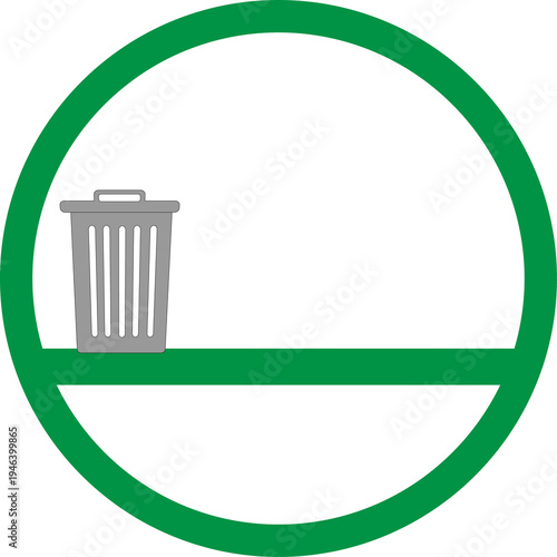 Minimal Trash Bin Vector Icon – Flat Garbage Can Illustration for Waste Management, Cleanliness, Recycling and Urban Design