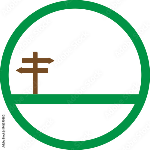 Minimal Direction Signpost Vector Icon – Flat Wayfinding Arrow Sign Illustration for Navigation, Travel and Road Guidance Design