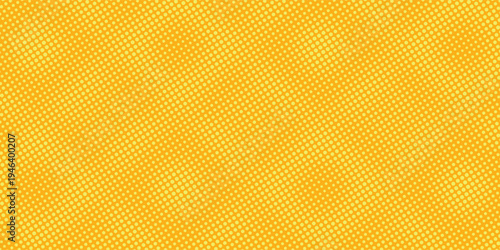 Yellow halftone pattern. Retro comic gradient background. Bright orange pixelated dotted texture overlay. Cartoon pop art faded gradient pattern. Vector backdrop for poster  banner  advertisement