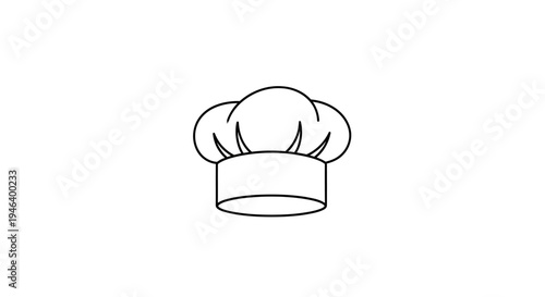 Simple line drawing of a chef hat.