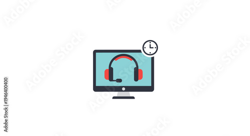 Computer Monitor with Headset Icon Display.