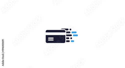 Credit card with blue accents.