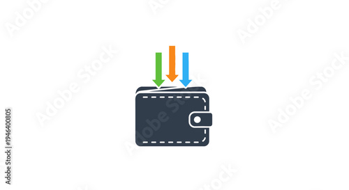 Dark Wallet with Colorful Cash Inside.