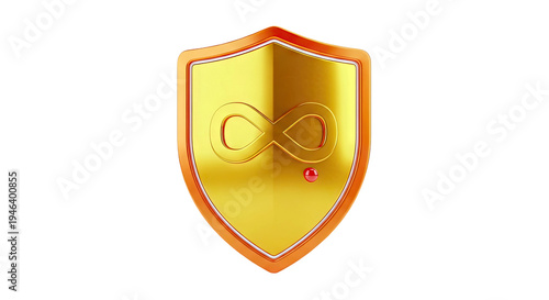 Golden Shield with Infinity Symbol and Red Dot